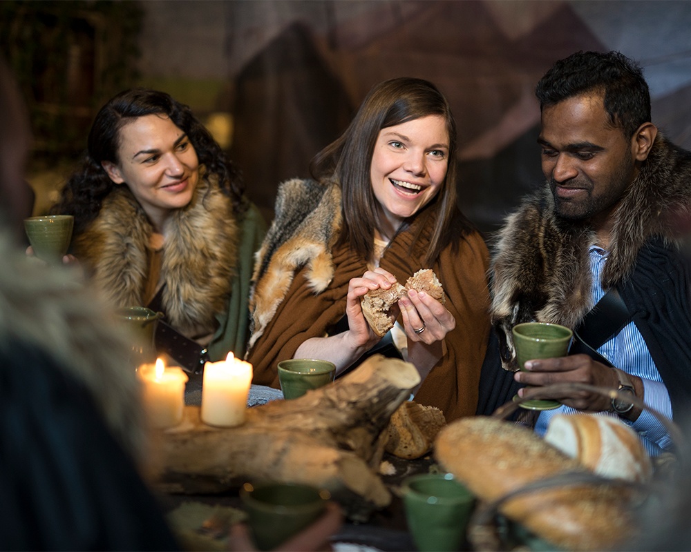 Image of group enjoying medieval banquet, one of Winterfell Tours' Game of Thrones incentive experiences at Castle Ward. Photo courtesy of Northern Ireland Tourist Board.