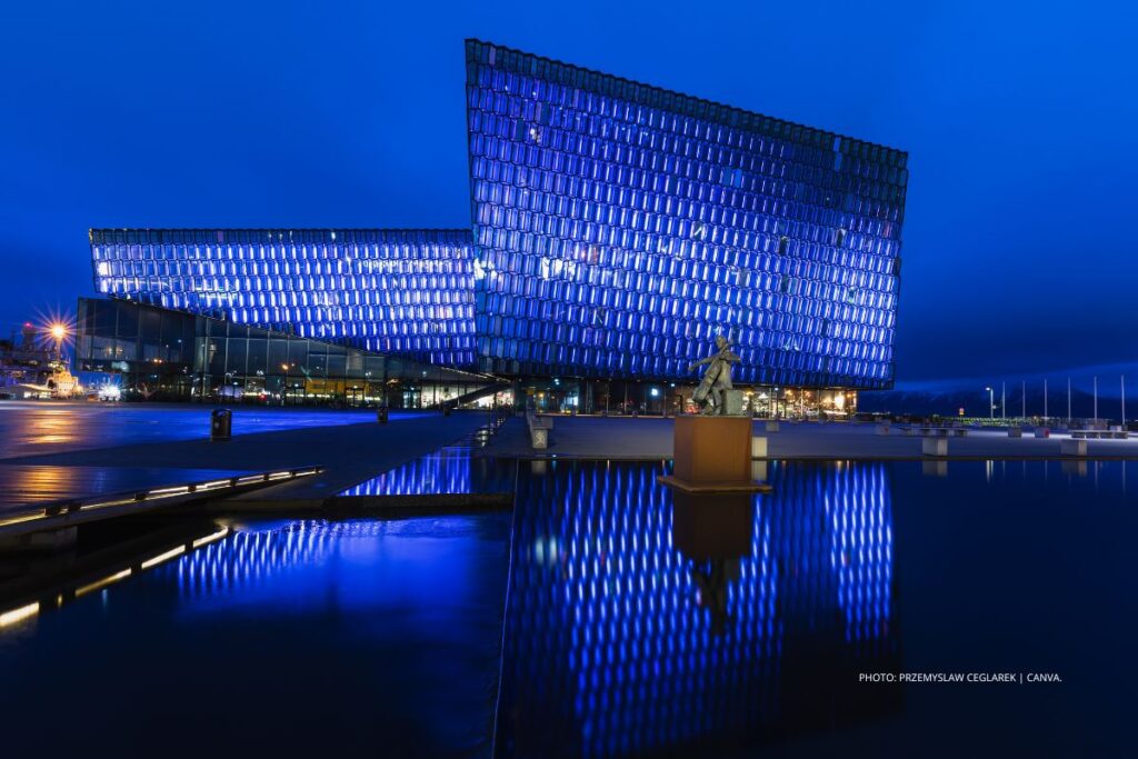 This is an image of the Harpa Oprah Hall in Reykjavik, Iceland. Photo by Przemyslaw Ceglarek | Canva.