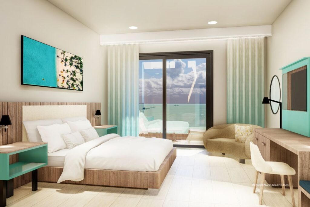 This image shows a guestroom at Hilton Garden Inn La Romana, which opened in July 2023. Image © 2023 Hilton.