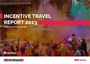 This image shows the cover of the 2023 edition of IBTM World's Incentive Travel Report.