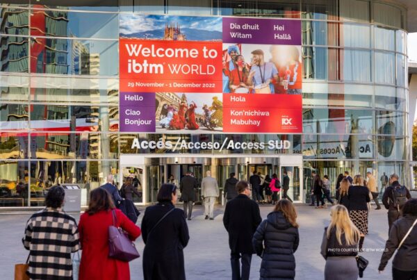 Diversity and inclusion will be the focus of the education program at IBTM World 2023, which runs November 28-30, 2023, at Fira Barcelona. This is an image of IBTM World 2022 delegates entering the fair. Photo courtesy of IBTM World.