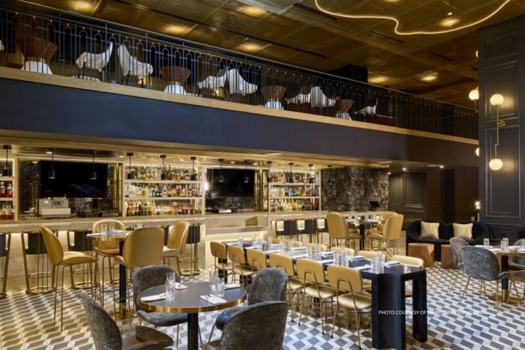 This is an image of the lobby restaurant at the Renaissance New York Harlem Hotel, which opened November 13, 2023. Photo courtesy of Marriott International