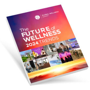 This is an image of the cover of The Future of Wellness 2024 Trends, published by the Global Wellness Summit and released on January 30, 2024. Photo courtesy of Global Wellness Summit.