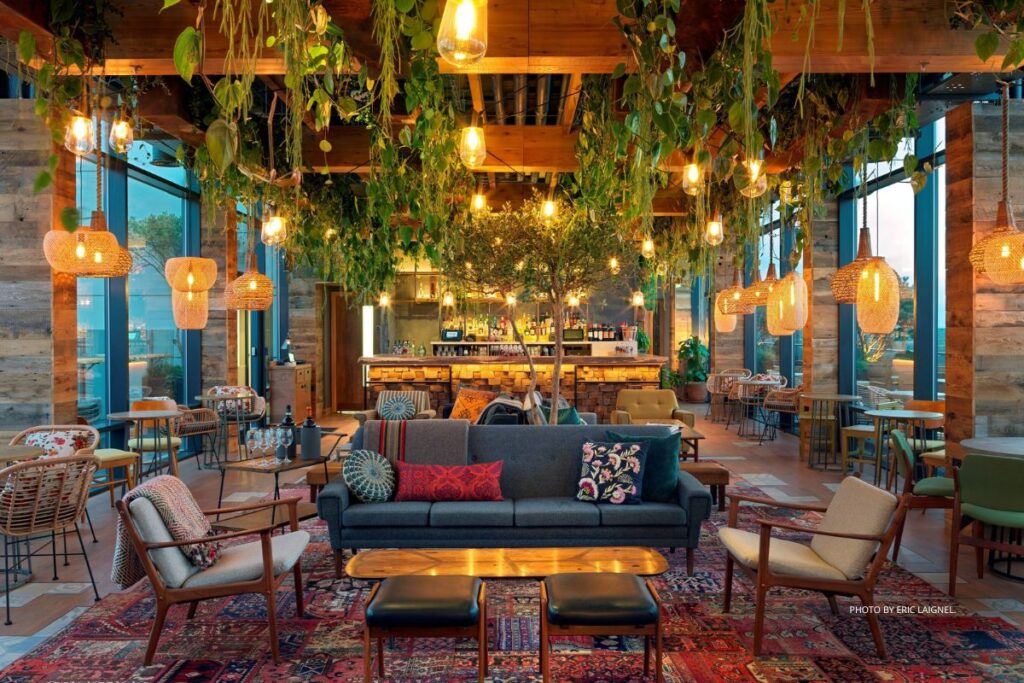 This is an image of The Nest rooftop bar in Treehouse London (UK). It accompanies a news item about SH Hotels & Resorts planned expansion of the brand. Photo by Eric Laignel.