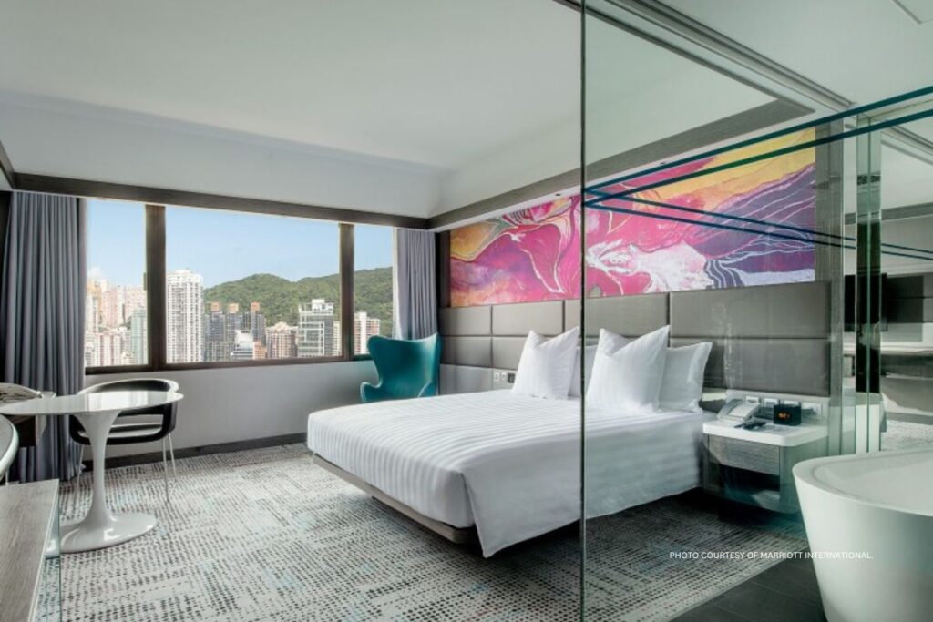 This is an image of an Executive Guestroom at The Park Lane Hong Kong, Autograph Collection, which is scheduled to open in 2025. Photo courtesy of Marriott International.