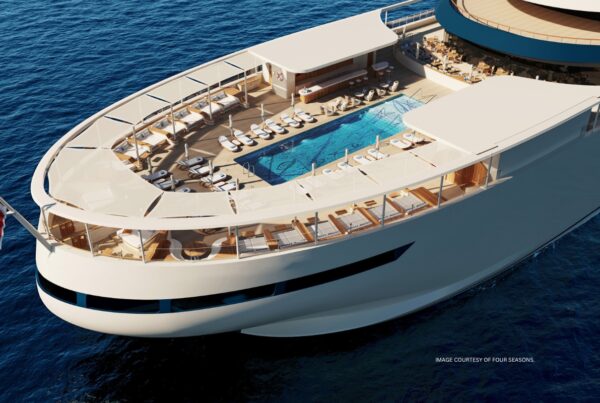 This is an image of the pool deck aboard a Four Seasons Yacht. Image courtesy of Four Seasons.