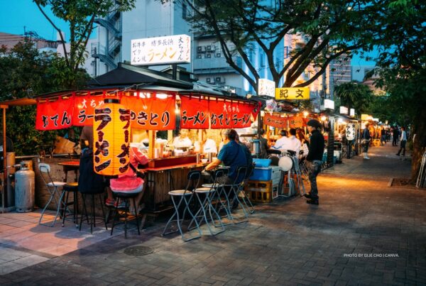 This is a stock image of street food kiosks in Japan. Tokyo, Osaka and Kyoto are all honorees on the 2024 Global Tastemakers Best International Cities list, released by Food & Wine in early April. Photo by Gije Cho | Canva.