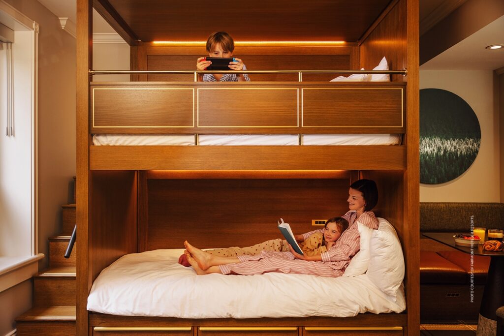 This is an image of the new Gatehouse Suite Bunk Beds, Fairmont Banff Springs. Photo courtesy of Fairmont Hotels & Resorts.