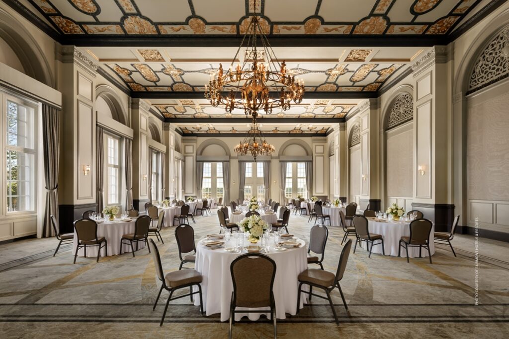 This is an image of the renovated Empire Ballroom at the Fairmont Hotel Macdonald in Edmonton, Alberta, Canada. Photo courtesy of Fairmont Hotels & Resorts.
