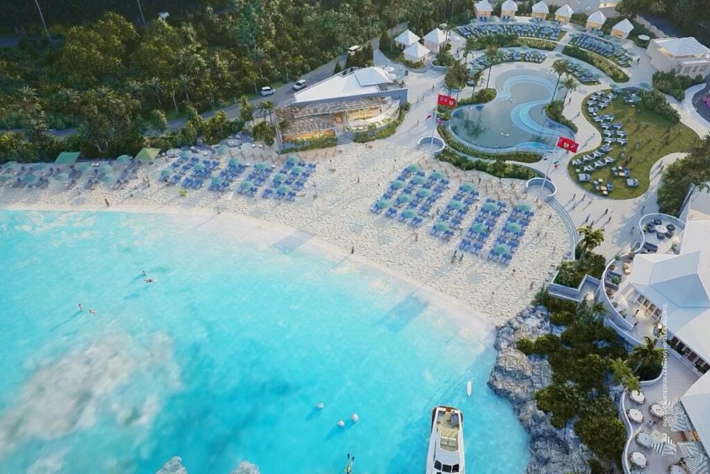 Aerial view of the Beach Club at Fairmont Southampton in Bermuda