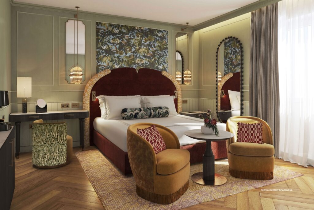 This is an image of a guestroom in Relais San Clemente, Emblems Collection (mid-2026). Photo courtesy of Accor SA.