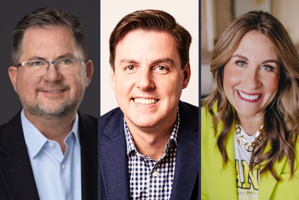This image shows (l-r) Jeff Quade, president, North American Exhibitions, GES; Mark Mulligan, director of operations, IMEX Group; and Stephanie Glanzer, chief sales officer and senior vice-president, MGM Resorts International. Photos courtesy of IMEX Group.