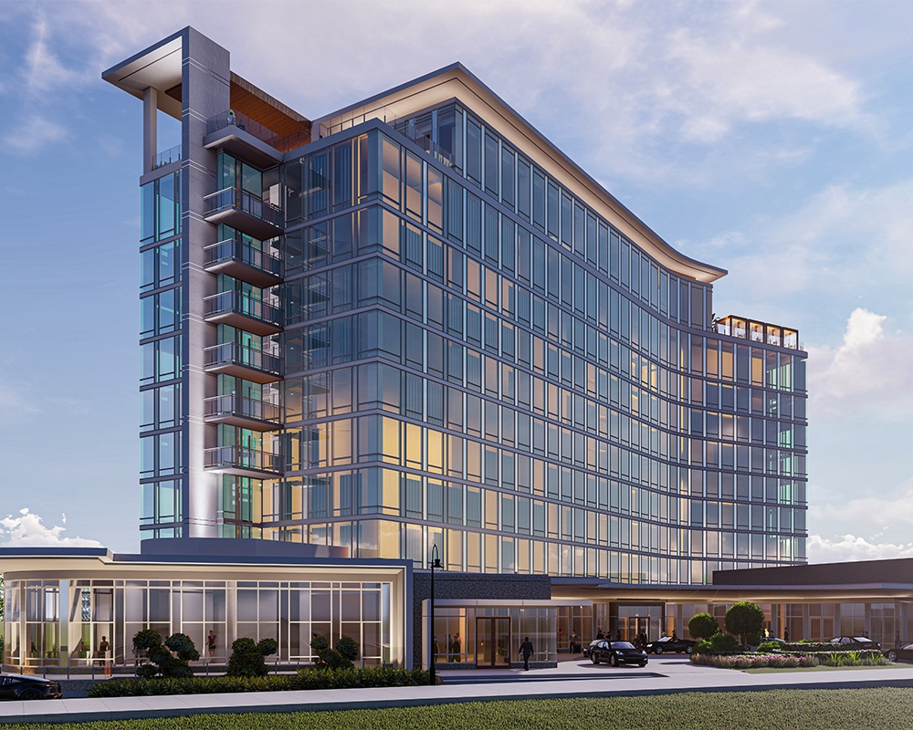 Artist's rendering of the exterior of Thompson Buckhead, which is scheduled to open in late 2021. Image courtesy of Hyatt Hotels Corporation.