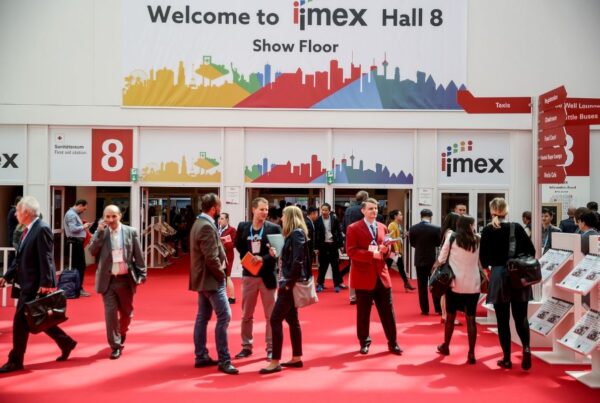 Image here is of people at entrance to IMEX Frankfurt show floor. Photo courtesy of IMEX Exhibitions.