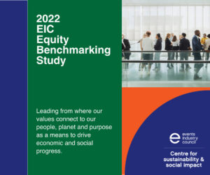 EIC 2022 Equity Benchmarking Study reveals dissatisfaction is diversity, inclusion and equity efforts in the MICE industry. This is an image of the cover of the study.