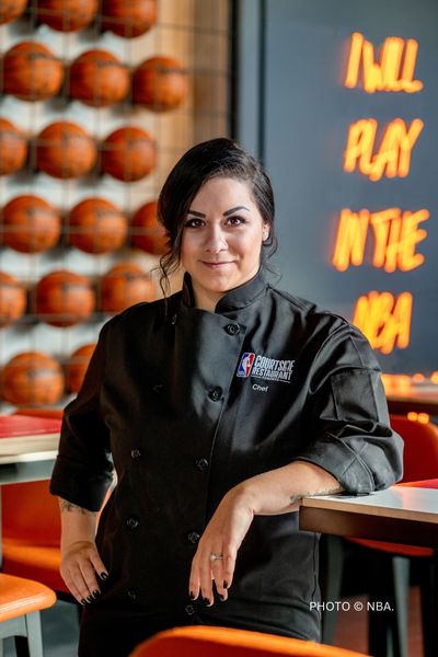 NBA Courtside Restaurant, opening in Toronto in Spring 2023, will have its menu developed by Chef Erica Karbelnuk, who is pictured here. Photo © NBA.