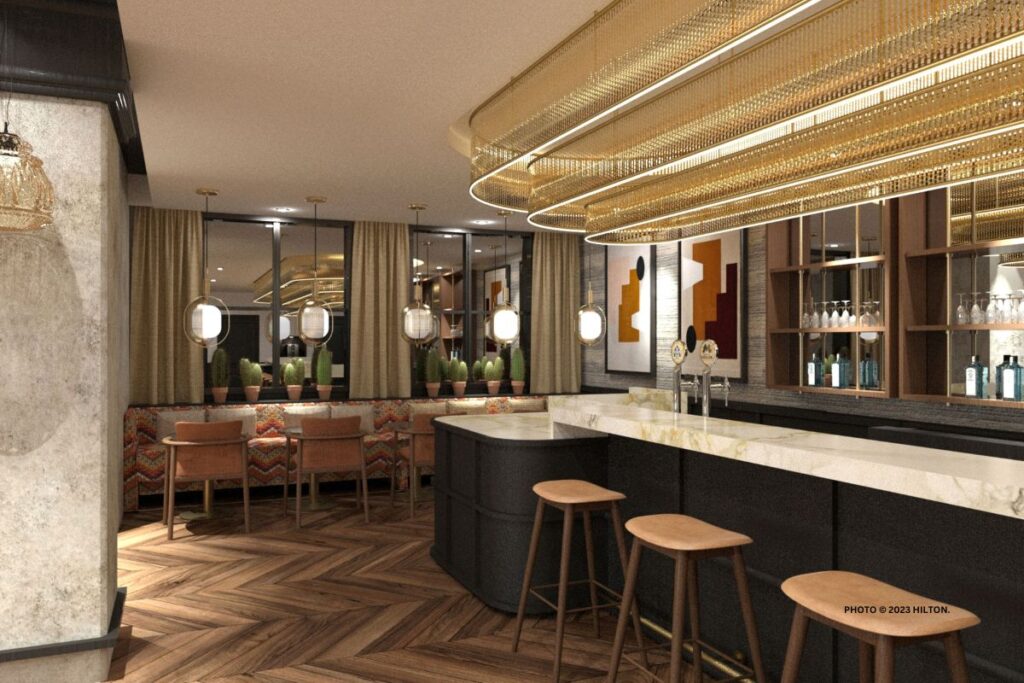 This is an image of a bar inside Marty Hotel Bordeaux, Tapestry Collection by Hilton, which is opening spring 2023. Photo © 2023 Hilton.