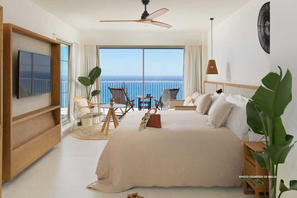 This is an image of a guestroom at Paradisus Gran Canaria Hotel, which opened in March 2023. Photo courtesy of Meliá Hotels International.