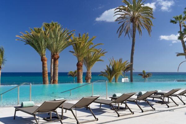 Paradisus by Meliá brand arrives in Europe with the opening of Paradisus Gran Canaria Hotel in March 2023. This is an image of poolside at the hotel. Photo courtesy of Meliá International Hotels.