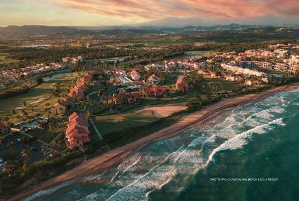Wyndham Palmas Beach & Golf Resort is undergoing a multi-million dollar renovation. This is an aerial image of the resort, which is located in the Palmas del Mar community in southeast Puerto Rico. Photo is courtesy of Wyndham Palmas Beach & Golf Resort.
