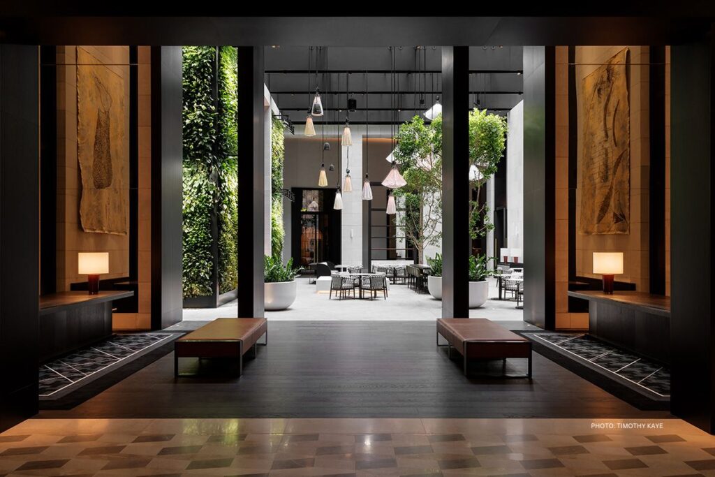 Capella Sydney opened March 15, 2023. This is an image of the hotel lobby. Photo: Timothy Kaye.