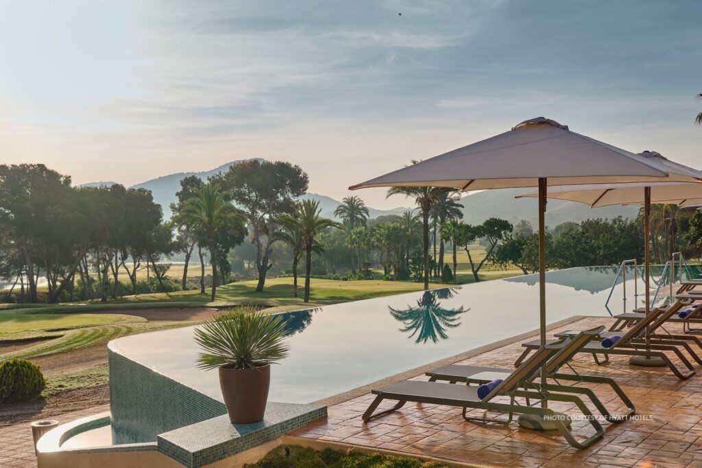 Grand Hyatt La Manga Club Golf & Resort opened on May 15, 2023 in Murcia, Spain. This is an image of the adults-only infinity pool at the resort. Photo courtesy of Hyatt Hotels.