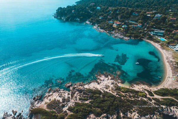 This photo is an aerial view of the coastline in Halkidiki, Greece. Photo by Marjan_Apostolovic | istockphoto.com.