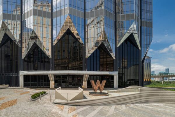 This is an image of the exterior of W Macau - Studio City, which opened on September 8, 2023. Photo courtesy of Marriott International.