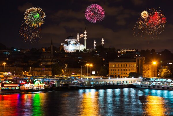 Crystal Award winners were celebrated at SITE's 2024 Global Conference in Istanbul, Turkey. This is a stock image of fireworks over Istanbul. Photo by TPopova | Canva.