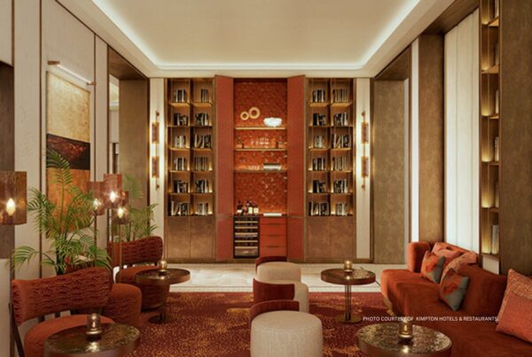 This is an image of a public space at Kimpton Lisbon, opening in early 2025. Photo courtesy of IHG.
