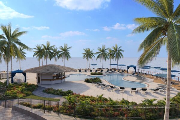 This is an image of the poolside bar, Kokomo, at Three Waters Resort & Marina, opening in the Florida Keys in Fall 2024. Photo courtesy of Islamorada Resort Collection.