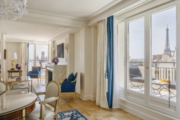 This is an image of the reimagined Parisian Eiffel Suite at Four Seasons Hotel George V, Paris. Photo courtesy of Four Seasons Hotel George V, Paris.