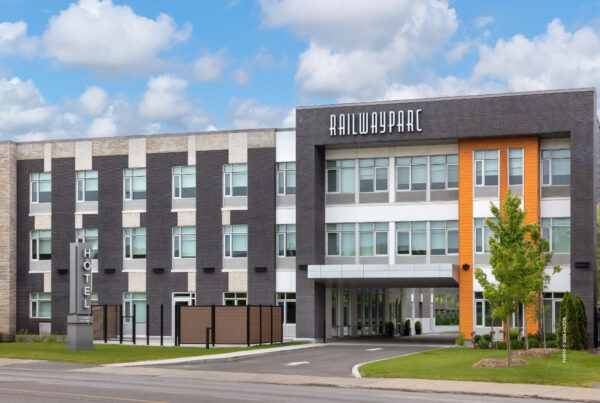 This is an image of the exterior of Hotel RailwayParc Montreal, Tapestry Collection by Hilton. Photo © 2025 Hilton.