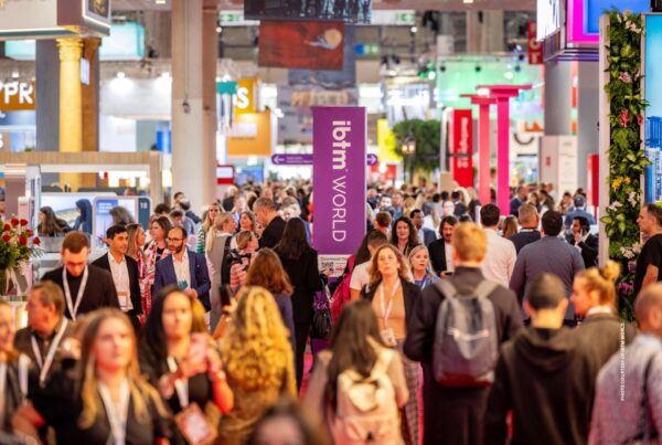 This is an image of crowds on the show floor of IBTM World 2024, Barcelona, Spain. Photo courtesy of IBTM World.
