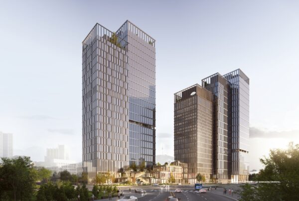 This image is a rendering of Mandarin Oriental, Seoul, a new-build luxury hotel slated to open in 2030 in Seoul, South Korea. Rendering courtesy of Mandarin Oriental.