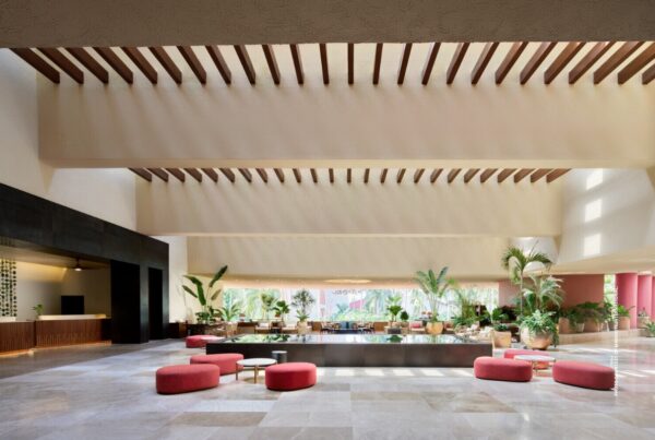 This image shows the lobby of The Westin Puerto Vallarta Resort & Spa, which is being converted to an all-inclusive that will debut in May 2026. Photo courtesy of Marriott International.