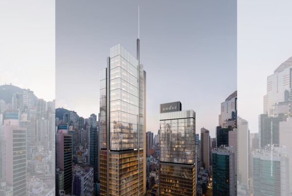 This image is a rendering of Andaz Hong Kong Central, which will be part of the Central Crossing development. Opening 2027. Rendering courtesy of Hyatt Hotel Corporation.