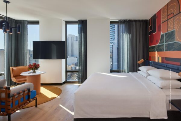 This image shows a guestroom at Caption by Hyatt Central Sydney, which opened in October 2025. Photo courtesy of Hyatt Hotels Corporation.