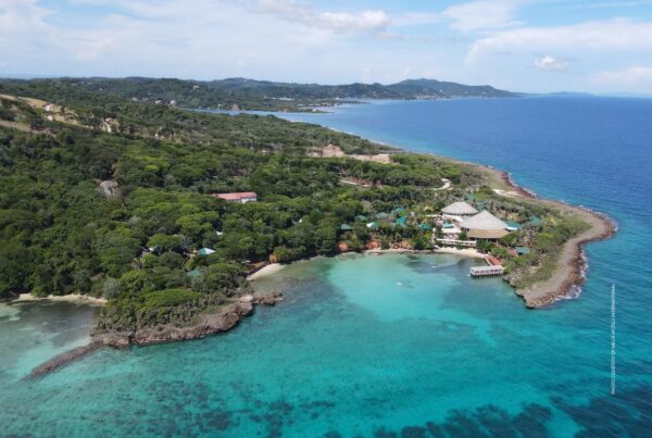 This is an aerial view of Sol Roatán Media Luna Resort, Honduras, opening December 2025. Photo courtesy of Meliá Hotels International.