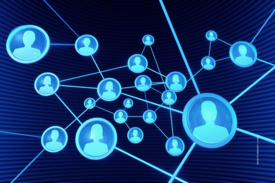 This is a stock image showing a connected social network. Image by mrakocy | Canva.
