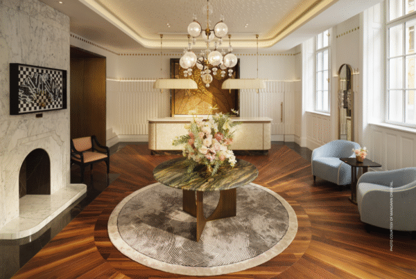 This is an image of the reception area at Mandarin Oriental, Vienna. Photo courtesy of Mandarin Oriental.