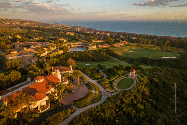 This image is an aerial view of The Resort at Pelican Hill, A St. Regis Estate, Newport Coast, California. Photo courtesy of Marriott International.